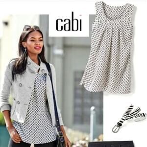 CAbi Cleo Foulard Diamond Print Sleeveless Top Women's Blouse Style 3272 Size M